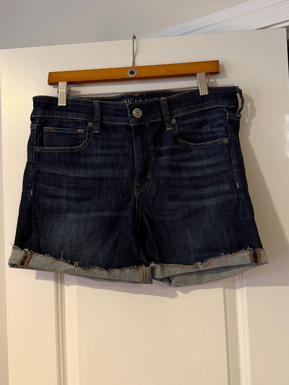 American Eagle Outfitters Dark Indigo Rolled Cuff Denim Shorts